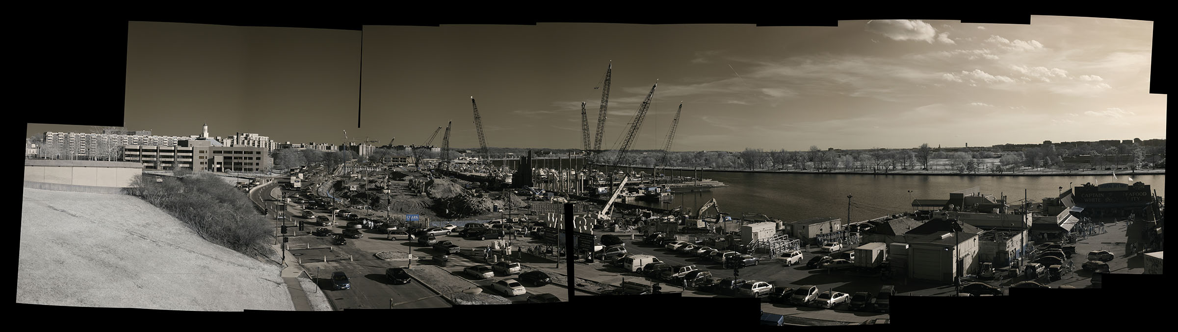 Large Infrared Panorama Photo Proof of Waterfront and Construction Site.